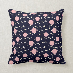 Blue & Pink Large Dot Pattern Throw Pillow