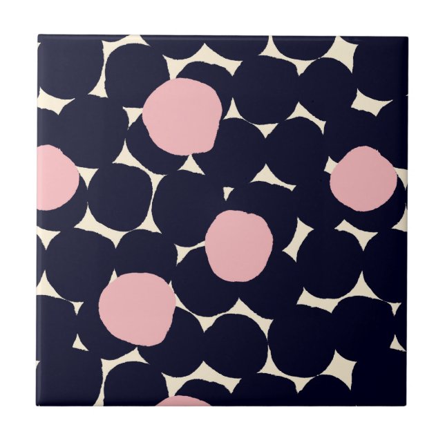 Blue & Pink Large Dot Pattern Tile (Front)