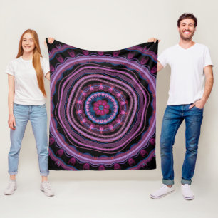 Blue Pink Lilac Mandala Fleece Blanket