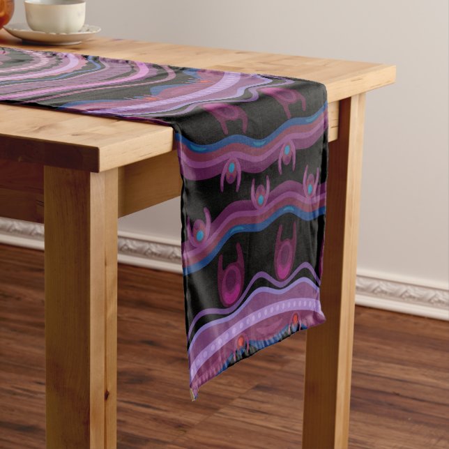 Blue Pink Lilac Mandala Short Table Runner (In Situ)