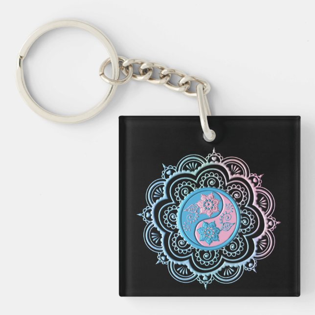 Blue & Pink Mandala Keychain (Front)
