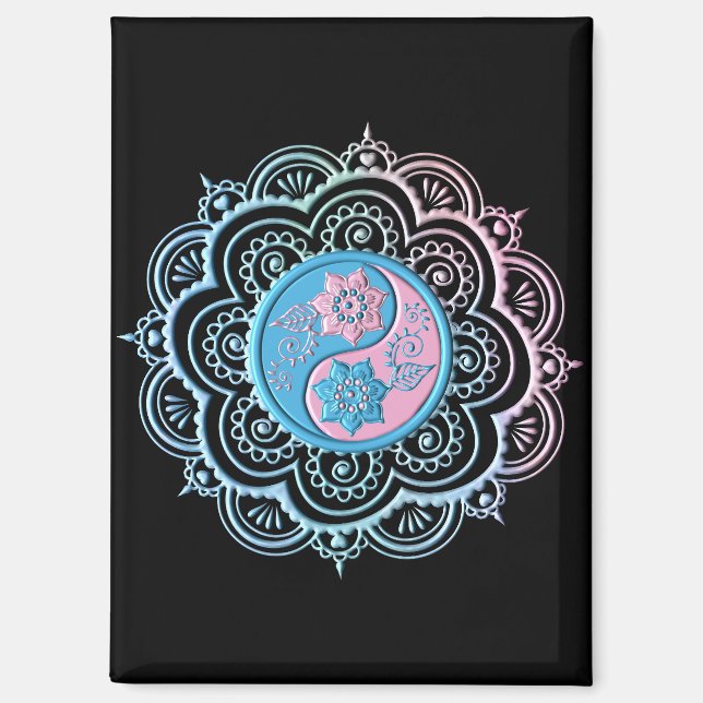 Blue & Pink Mandala Magnet (Front)