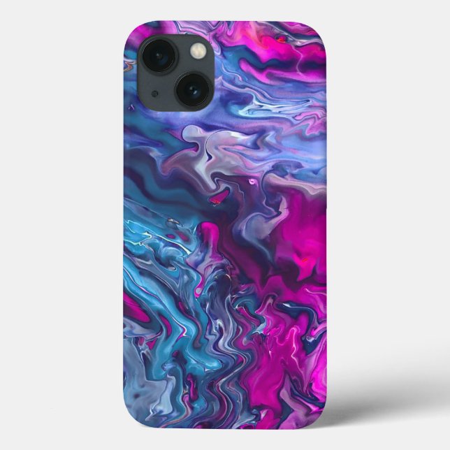 Blue & Pink Marble Acrylic Abstraction Case-Mate iPhone Case (Back)