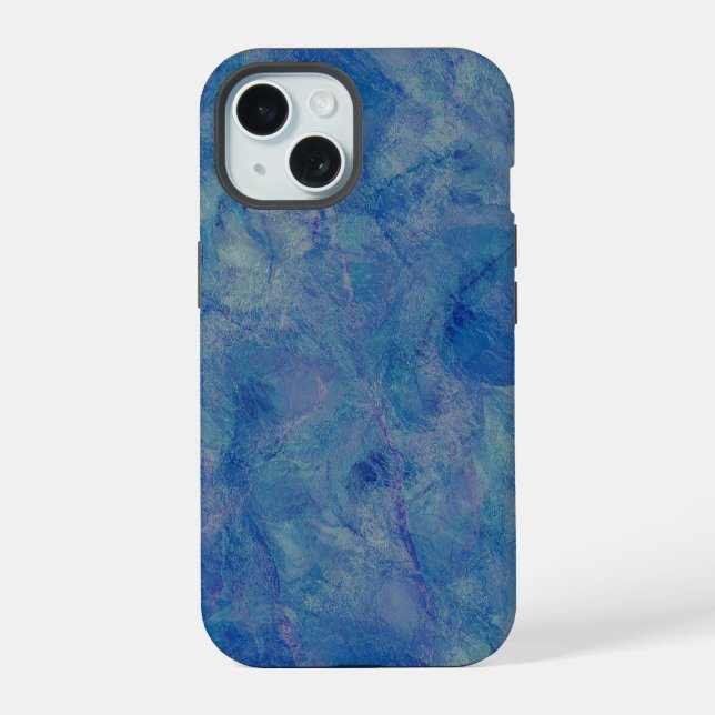 Blue & Pink Marble Acrylic Abstraction iPhone 15 Case (Back)