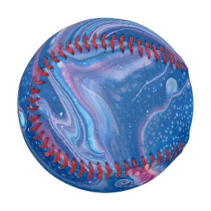 Blue & Pink Marble Agate Abstraction Baseball