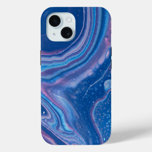Blue & Pink Marble Agate Abstraction iPhone 15 Case