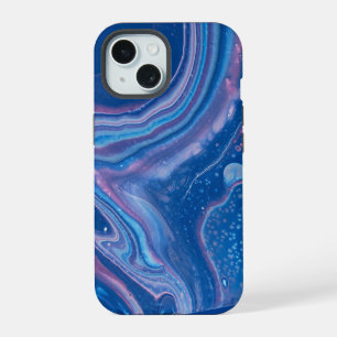 Blue & Pink Marble Agate Abstraction iPhone 15 Case