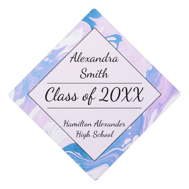 Blue & Pink Marbled Paint Tie Dye Tassel Topper (Front)