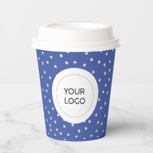 Blue & Pink Minimal Business Logo Custom Paper Cups