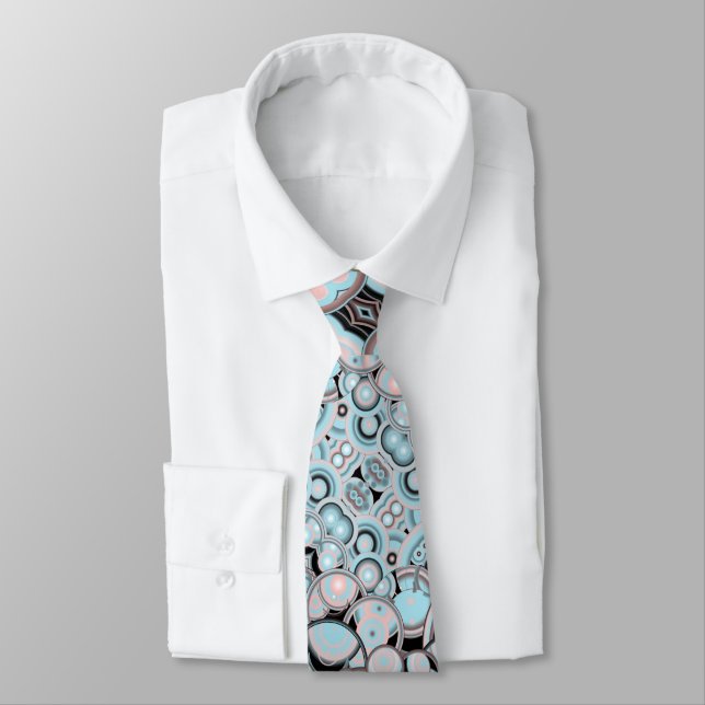 Blue Pink Mocha Black Gradient Colour Fill Pattern Tie (Tied)