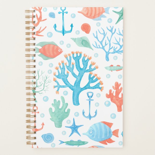 Blue Pink Nautical Themed Planner (Front)