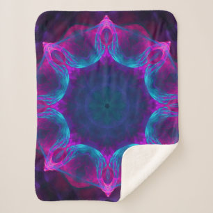 Blue & Pink Neon Dark Kaleidoscope Gradient Sherpa Blanket