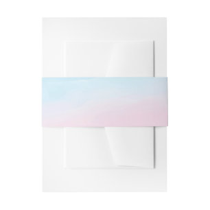 Blue Pink Ombre Gender Neutral Baby Shower Invitation Belly Band