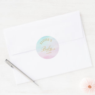 Blue Pink Ombre Gender Reveal Baby Shower Thank Classic Round Sticker