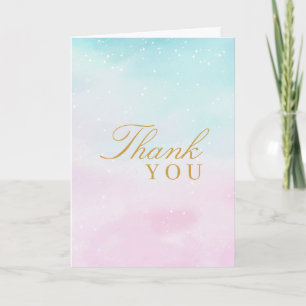Blue Pink Ombre Gender Reveal Neutral Baby Shower Thank You Card