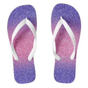 Blue-Pink Ombre Glitters, Pair of Flip Flops