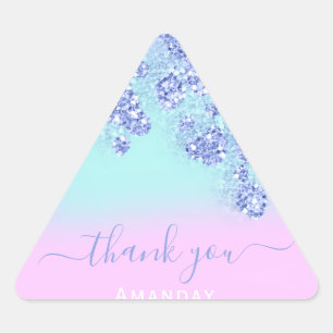 Blue Pink Ombré Triangle Glitter Bridal BIRTHDAY Triangle Sticker