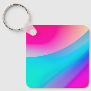 Blue pink ombre watercolor abstract pastel keychain