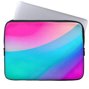 Blue pink ombre watercolor abstract pastel  laptop sleeve