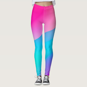 Blue pink ombre watercolor abstract pastel leggings