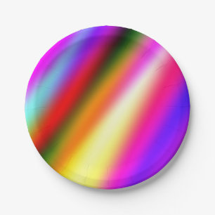 Blue pink ombre watercolor abstract pastel rainbow paper plate