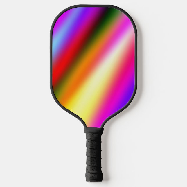 Blue pink ombre watercolor abstract pastel rainbow pickleball paddle (Front)