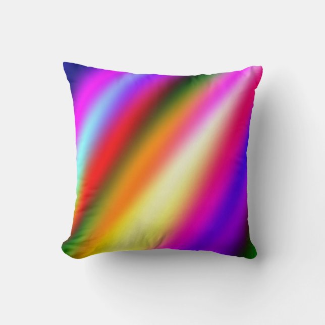 Blue pink ombre watercolor abstract pastel rainbow throw pillow (Front)