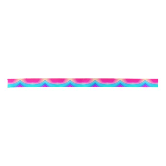 Blue pink ombre watercolor abstract pastel  satin ribbon (Front)