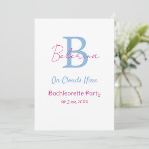 blue pink on clouds nine monogram bachelorette par invitation