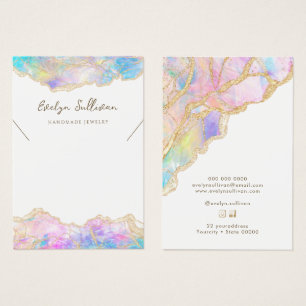 Blue pink opal necklace display card