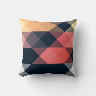 blue pink orange peach geometric throw pillow