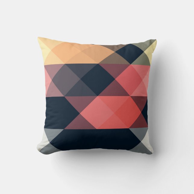 blue pink orange peach geometric throw pillow (Front)