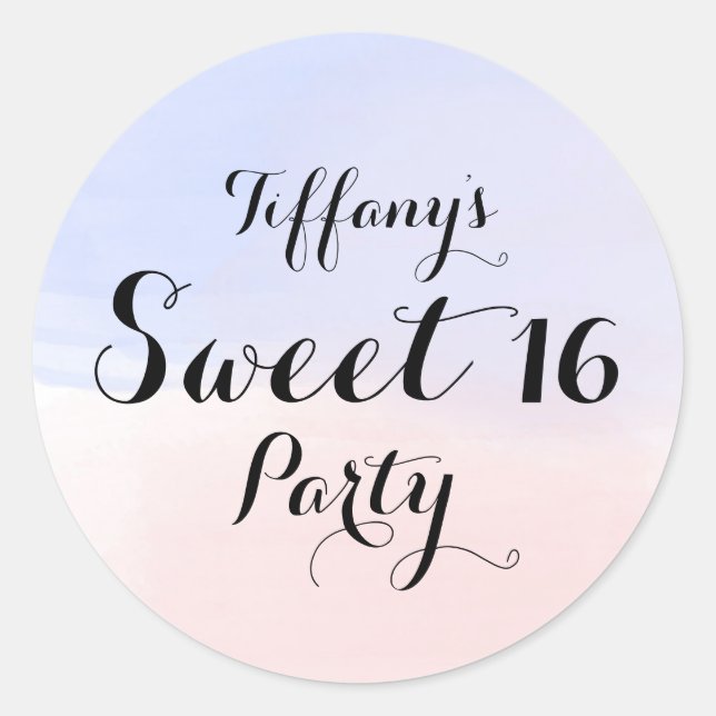 Blue Pink Pastel Ombre Sweet 16 Sticker (Front)