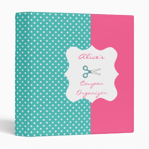 Blue&Pink Polka Dot Personalized Coupon Organizer Binder