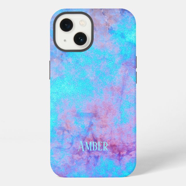Blue Pink Purple Abstract Pattern Personalized iPhone Case (Back)
