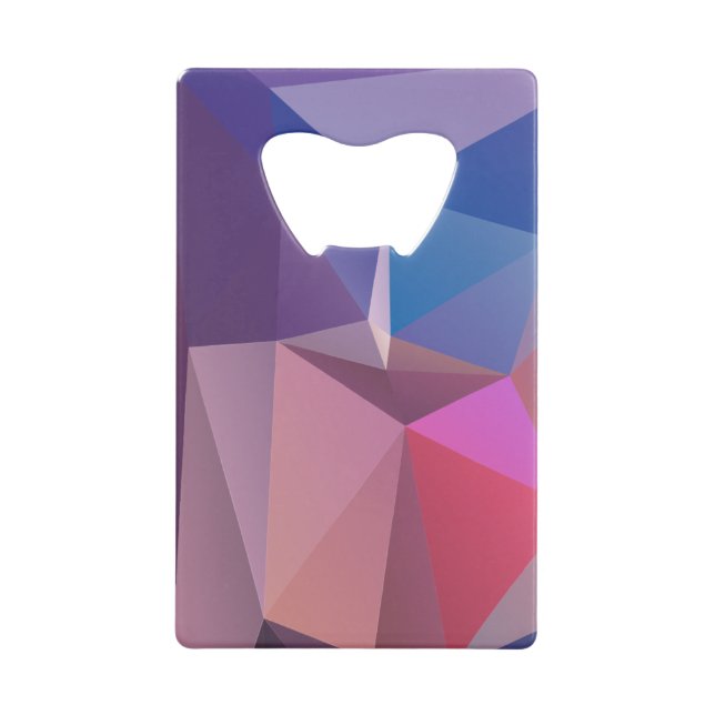 Blue Pink Purple Abstract Pyramid Art Credit Card Bottle Opener (Front)