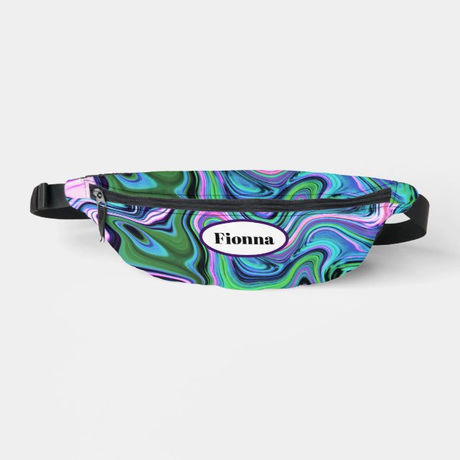 Blue Pink Purple Agate Pattern Fanny Pack (Front)