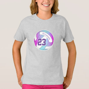 blue pink purple artsy girls volleyball T-Shirt
