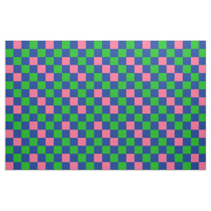 Blue Pink Purple Checkered Pattern Design  Fabric