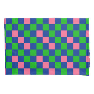 Blue Pink Purple Checkered Pattern Design  Pillowcase