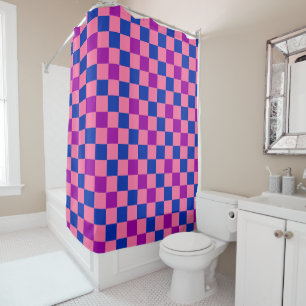 Blue Pink Purple Chequered Pattern Design 