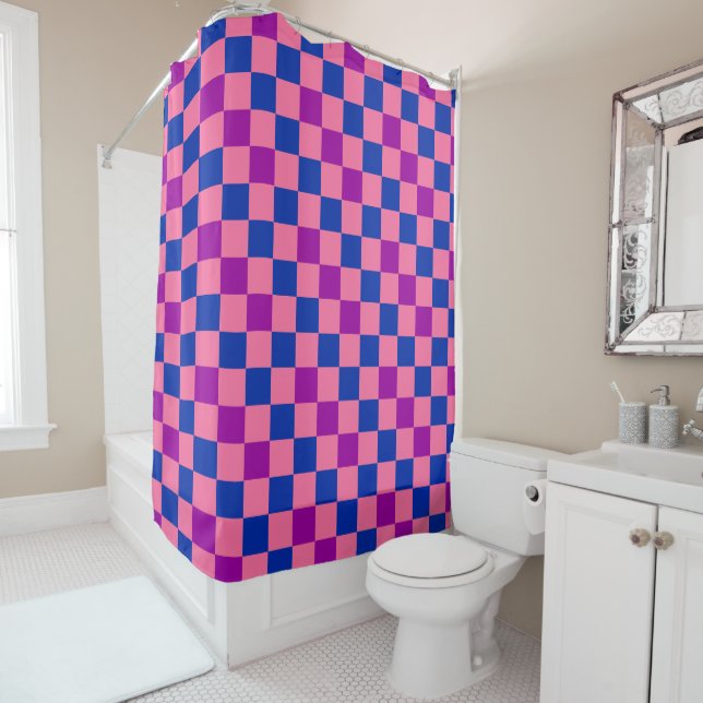Blue Pink Purple Chequered Pattern Design  (In Situ)