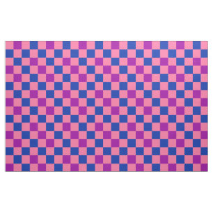 Blue Pink Purple Chequered Pattern Design  Fabric