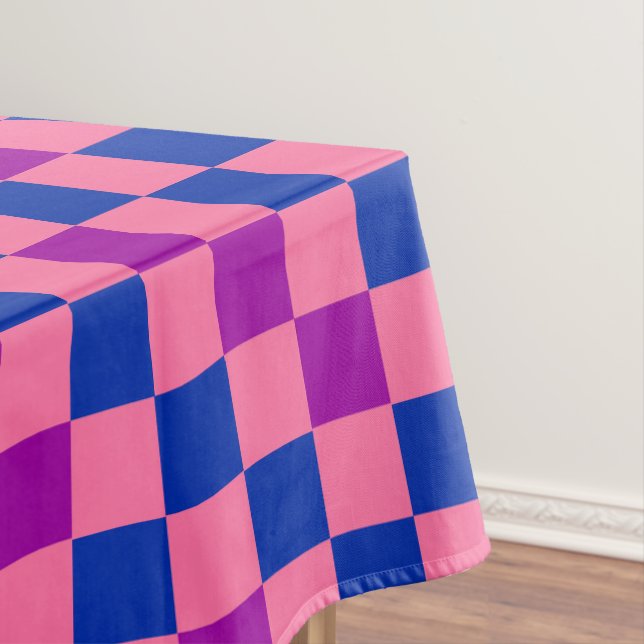 Blue Pink Purple Chequered Pattern Design  Tablecloth (In Situ)