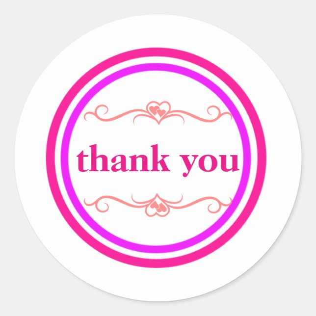 Blue Pink Purple Circle Thank You Classic Round Sticker (Front)