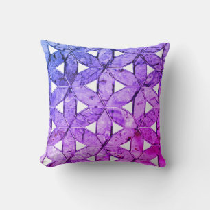 Blue pink purple flower of life, scared geometry throw pillow