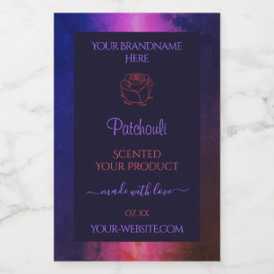Blue Pink Purple Marble Product Labels Rose Flower