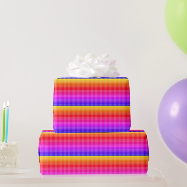 Blue pink purple red orange yellow plaid paper pla (Party Gifts)