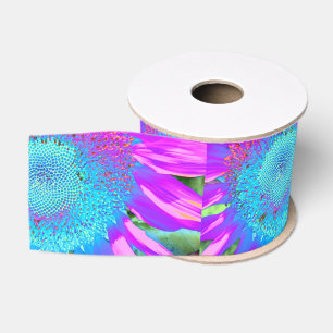 Blue Pink purple Sunflower Grosgrain Ribbon