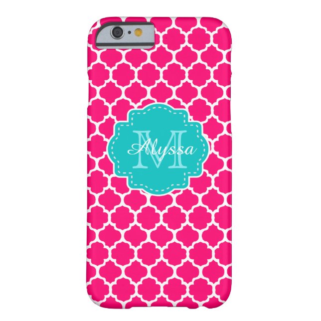 Blue Pink Quatrefoil Personalized Case-Mate iPhone Case (Back)